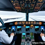 Home 21 아이슬란드 항공 사고 기록 - A detailed scene of Iceland Airlines cabin crew and pilots coordinating inside a modern airplane coc...