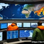 Home 20 아이슬란드 자연재해 대처법 - A detailed scene of Icelandic scientists monitoring volcanic activity using advanced seismographs an...